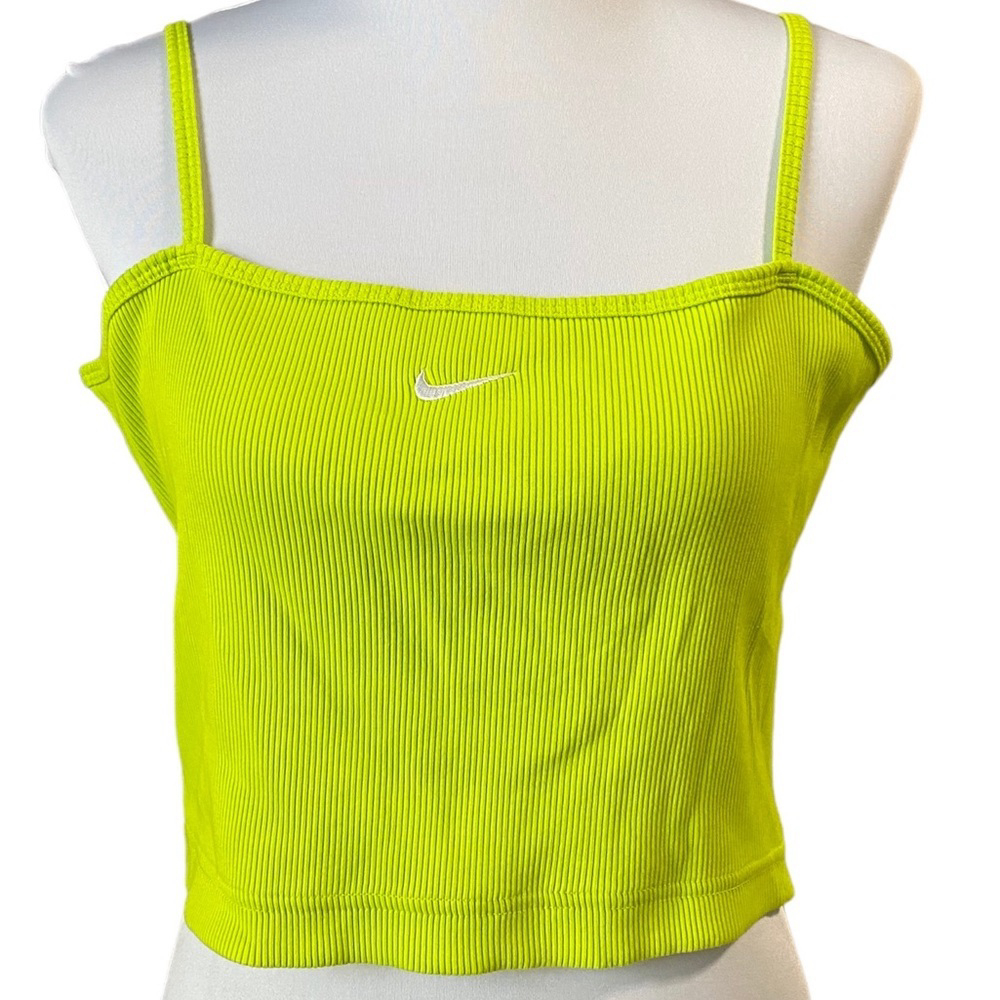 NIKE women's ribbed cropped top size Large nwt neon atomic green - Picture 2 of 7